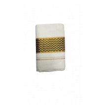 Set Mundu - Golden Kasavu - zigzag